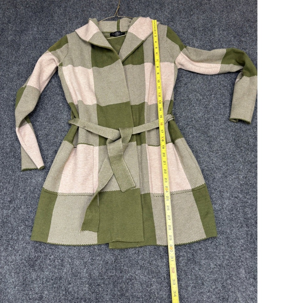 Talbots Cardigan Women Small Green Tan Buffalo Check Plaid Button Front Knit - Picture 9 of 11